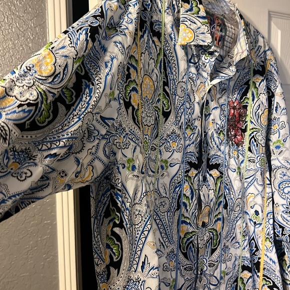 Robert Graham Button Front Long Sleeve Shirt Paisley Multi Color - Picture 3 of 5